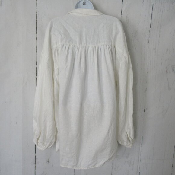 The Fated Top 10 L XL Off White Linen Oversized Flowy Lagenlook Minimalist - Picture 9 of 9